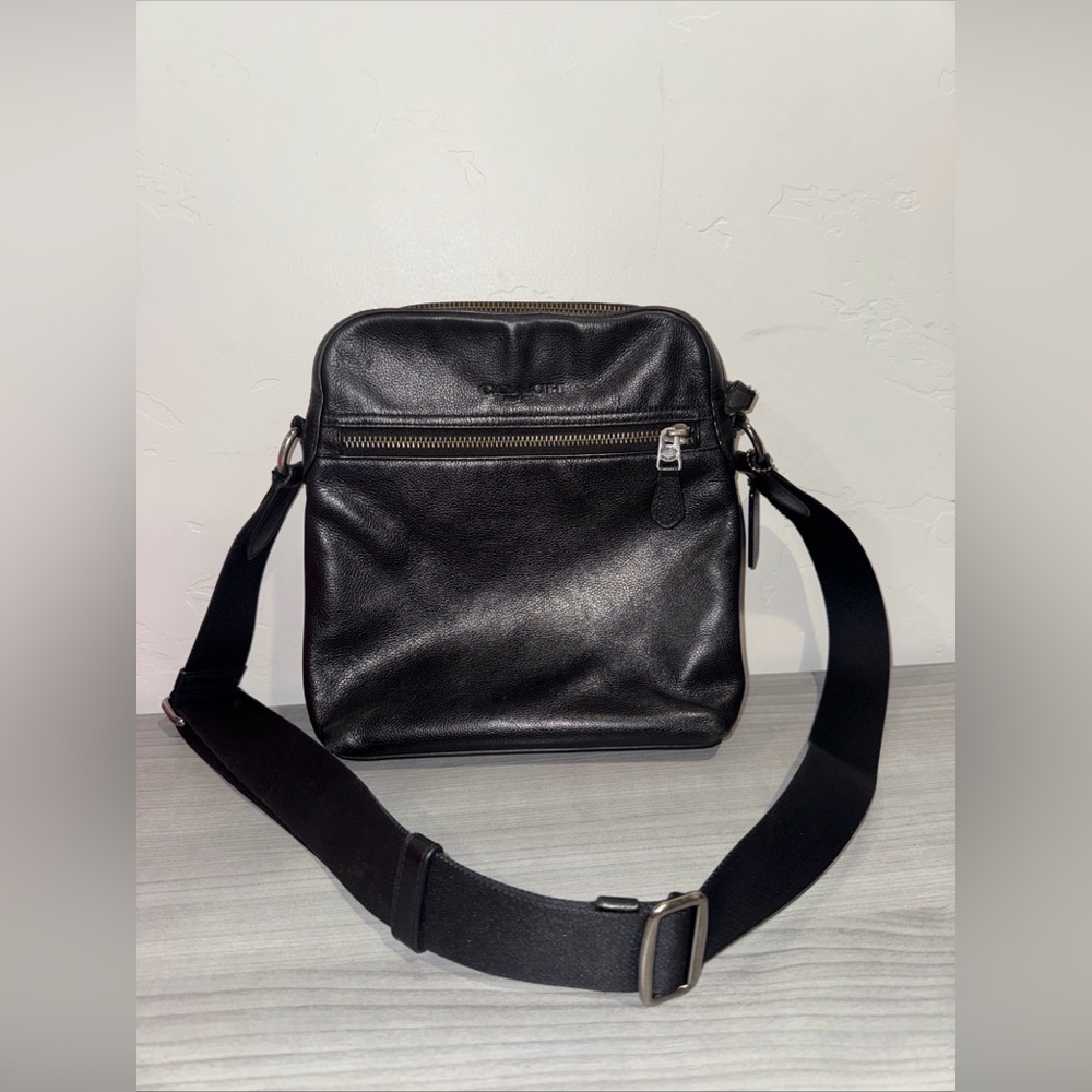 Coach Unisex Houston Flight Bag - Black Pebble Leather 4011